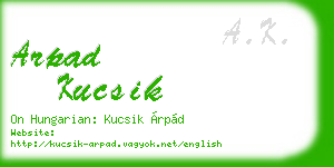 arpad kucsik business card